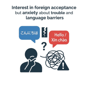外国人受入に興味はあるが、トラブルや言葉の壁が不安